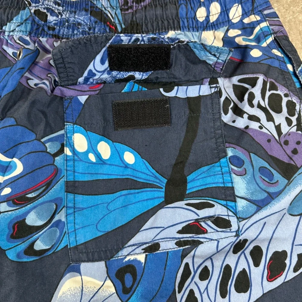 VTG Polo Ralph Lauren Swim Trunks Mens XL Blue Butterfly Wing Print Mesh Lined 5